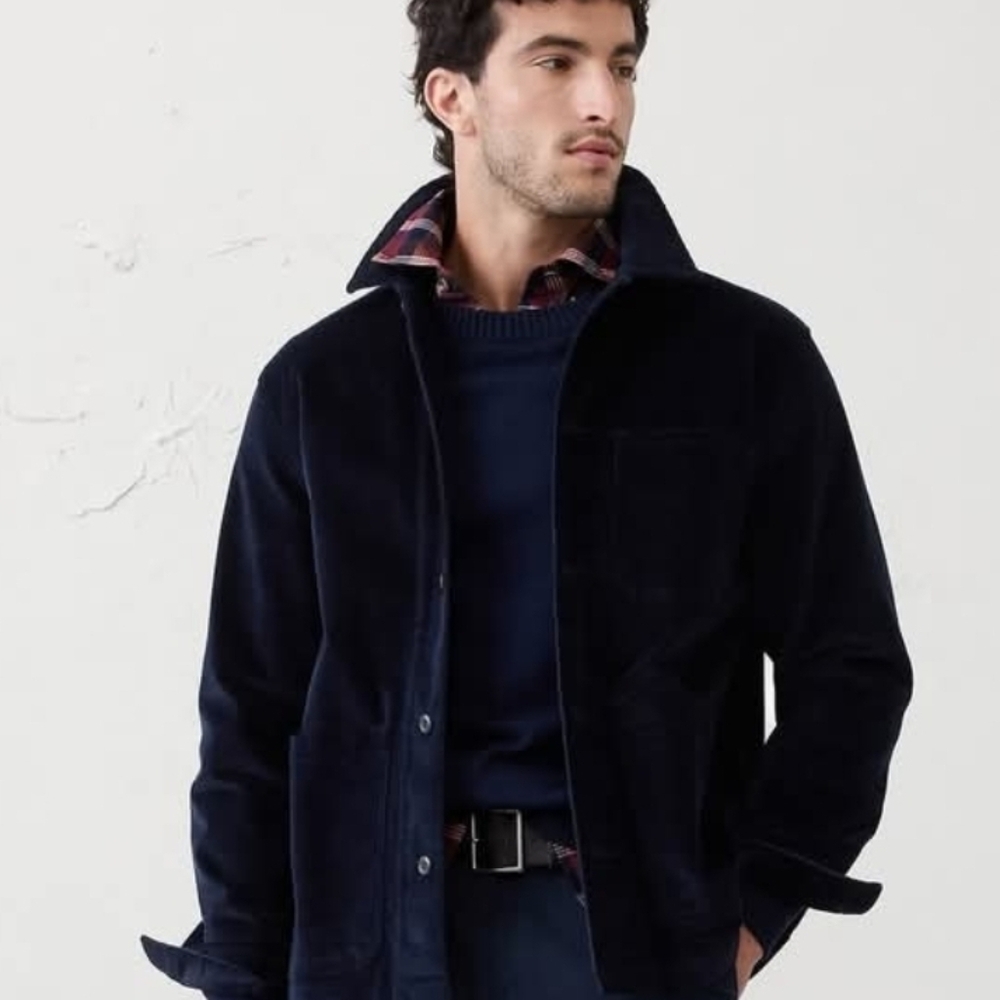 Men's Banana Republic Jacket Stretch Corduroy Blue XL New Chore